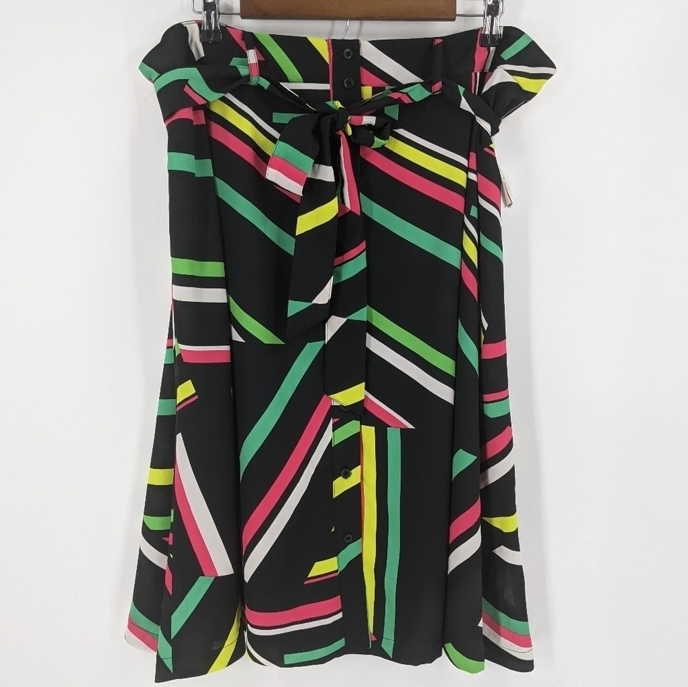 NWT BAR III Neon Print Belted Skirt